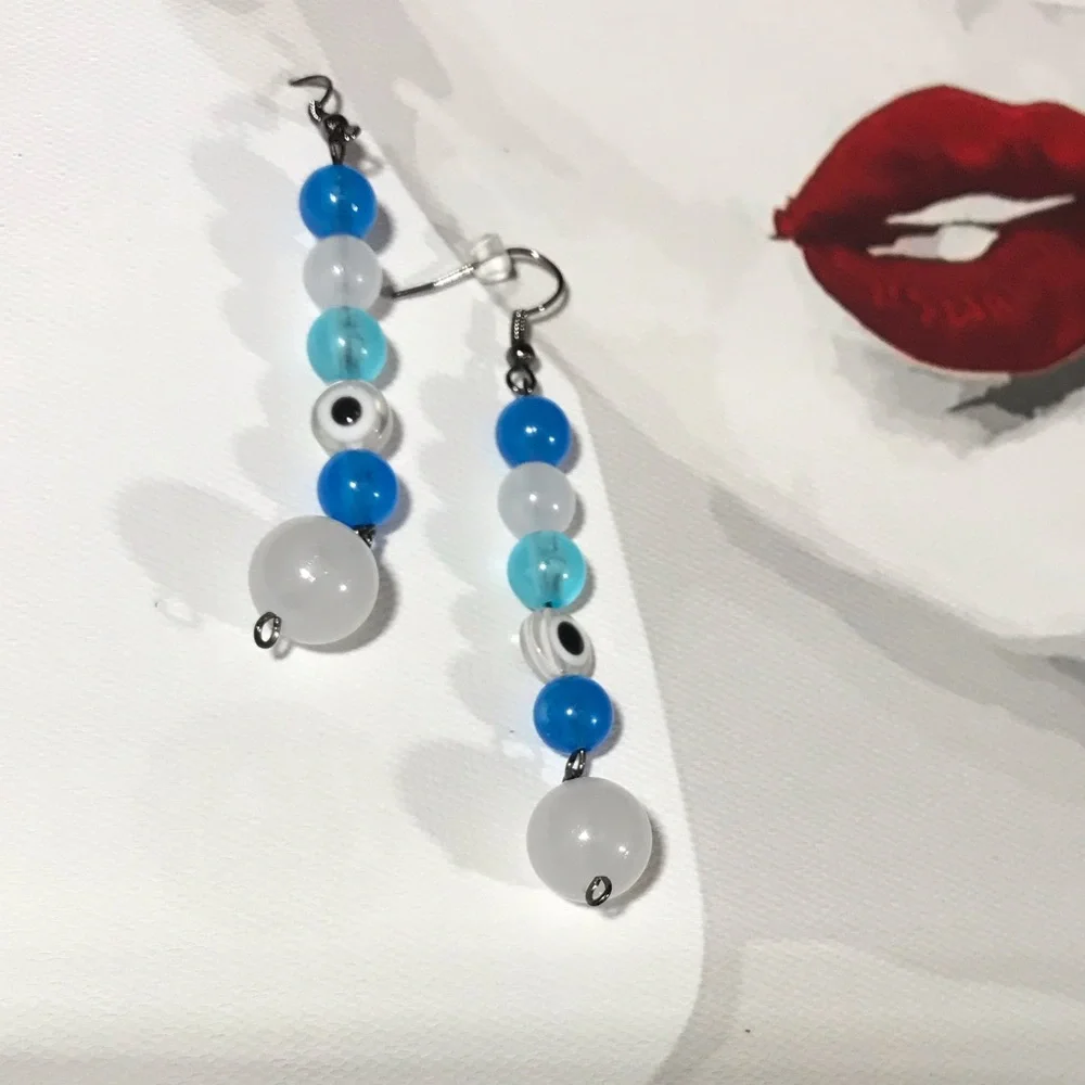 Glow in the Dark Blue Evil Eye Earrings Totem Spiritual Metaphysical Mystic NEW